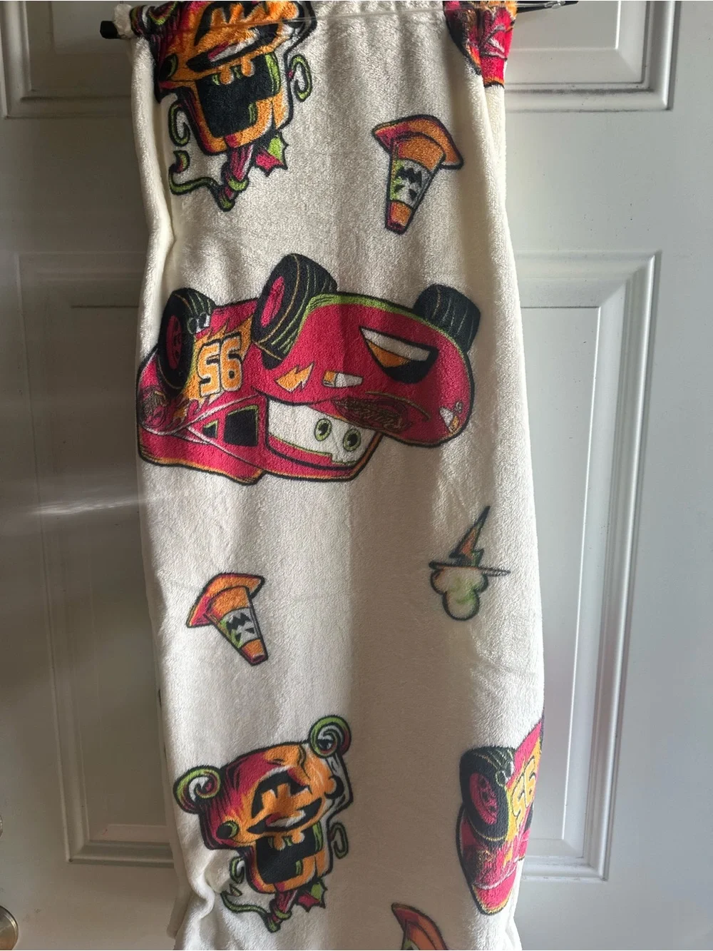 Disney Plush Blanket - White, Red and Orange Lightning McQueen